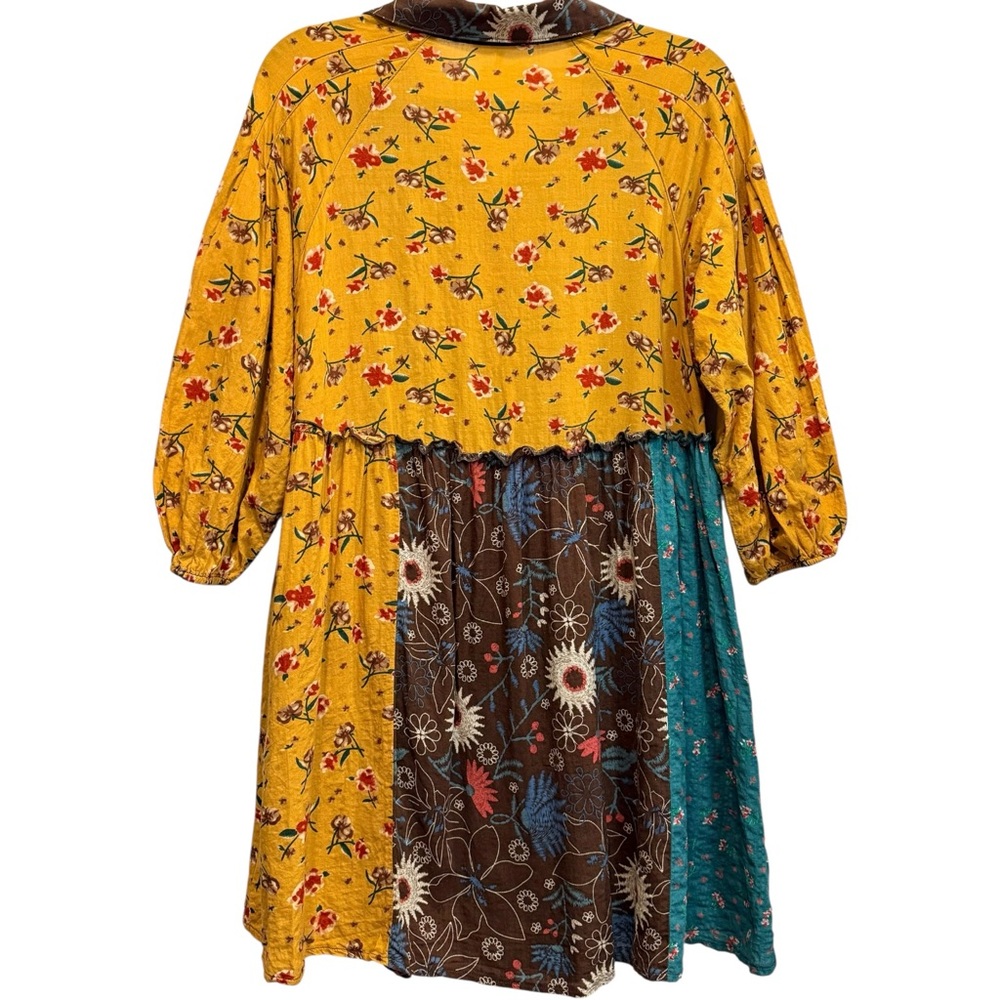 EASEL Patchwork Floral MIXED PRINT BUTTON DOWN Mi… - image 3